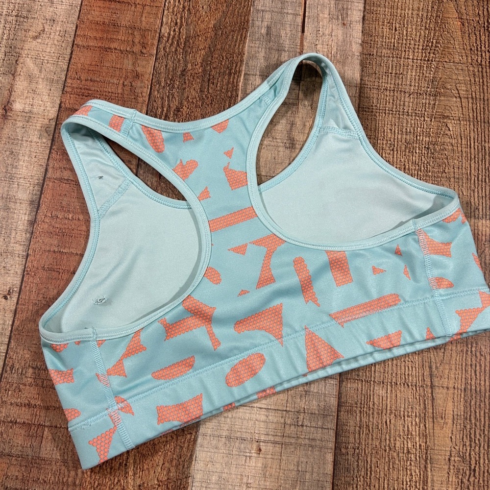 Nike Pro Dri Fit Sports Bra Large Mint Coral Racerback Medium Support - Picture 5 of 7